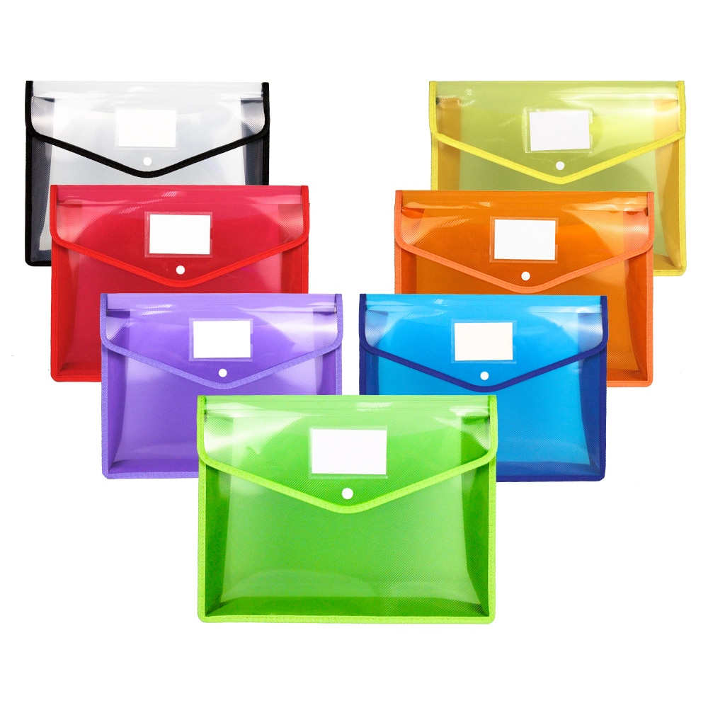 7PCS 파일 홀더 A4 플라스틱 확장 가능한 파일 지갑 폴더 주최자 여러 색상으로 사용할 수 방수 문서 파일 홀더